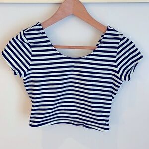3/$10 Aqua and navy striped top